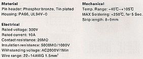 Temp. Range: -40"c-+1 OS"c MAX Soldering: +250"c, for 5 Sec.  Strip length: 8-9mm
