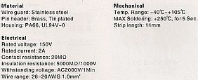 Wire guard: Stainless steel Pin header: Brass, Tin plated  Housing: PA66, UL94V-O