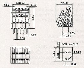 Klemme 240-2.5 240-2.54, 150V, 4A, Wire range 28-20AWG 0.5mm2