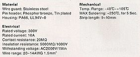 Material  Wire guard: Stainless steel Pin header: Phosphor bronze, Tin plated Housing: PA66, UL94V-O