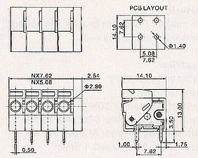klemme_142R-5.08_142R-7.62, 300V, 10A, Wire range 22-14AWG 1.5mm2